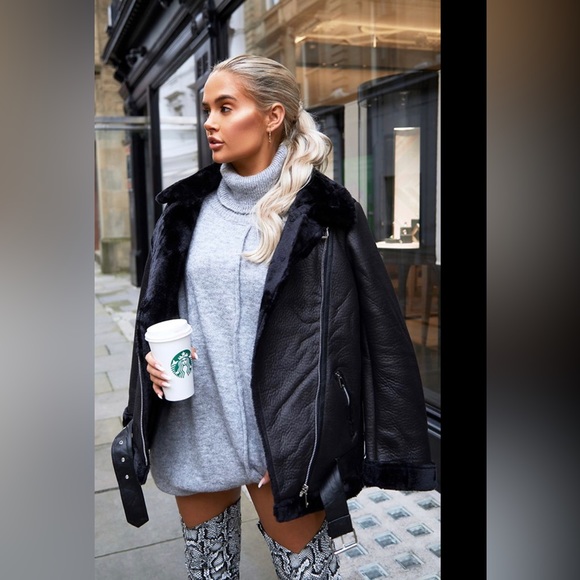 PrettyLittleThing Jackets & Blazers - Molly Mae x PrettyLittle Thing black Aviator jacket